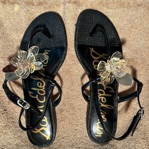Sam Edelman Black Sandals with Floral Accent